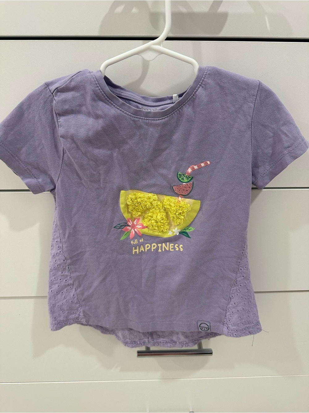 Kids Lavender 'Full of Happiness' Graphic Tee Size 116 (size 5)